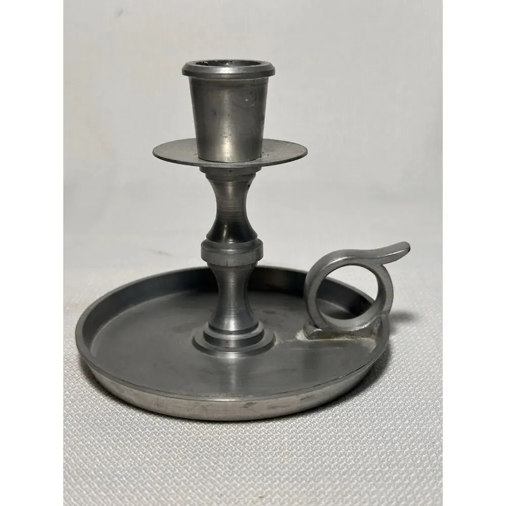 Vintage John G Groot Candle Holder Pewter 4” Chamberstick Metal Stamped